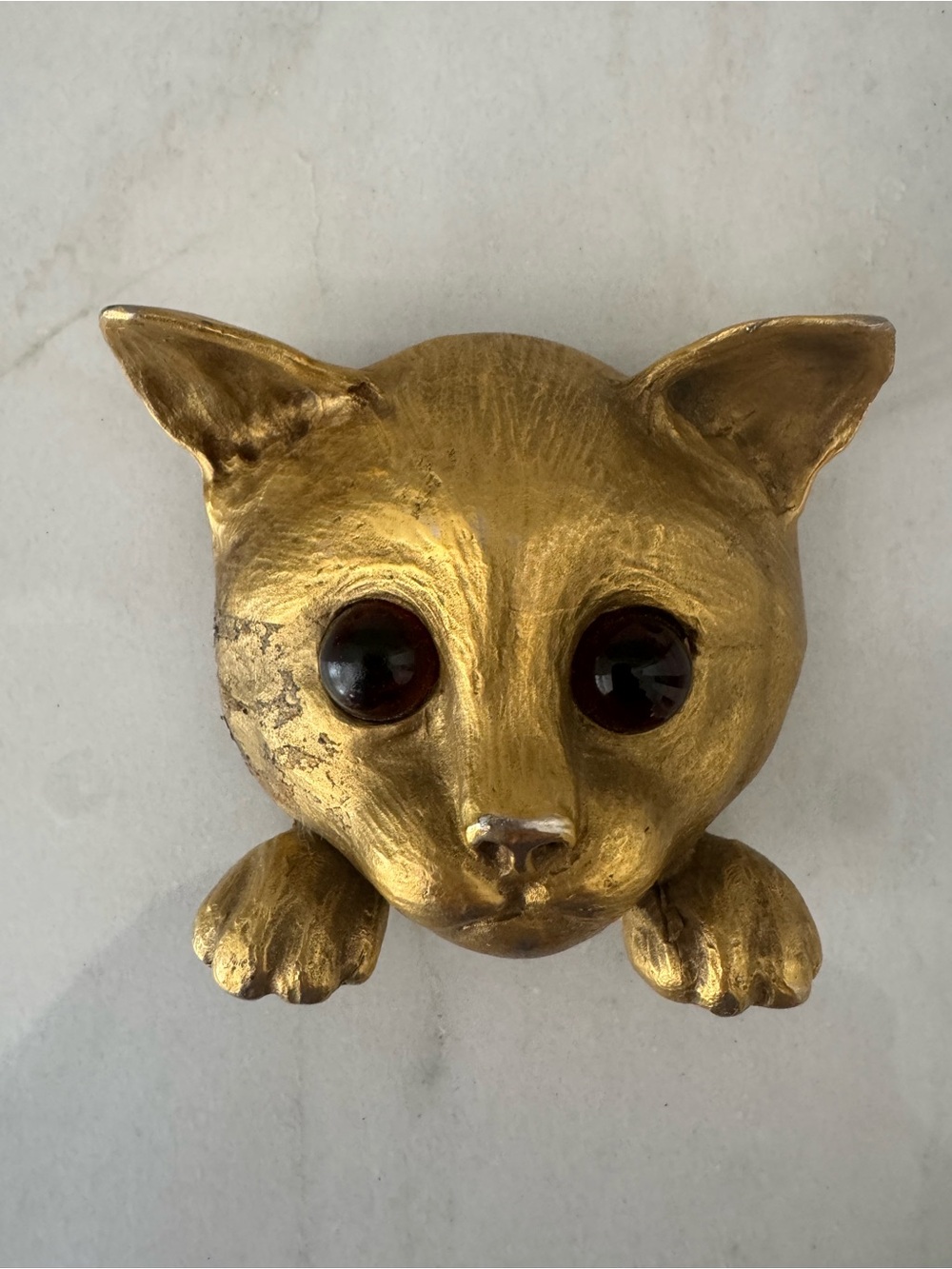 Vintage 1976 Christopher Ross 24K Gold- Plated Brass Cat Belt Buckle